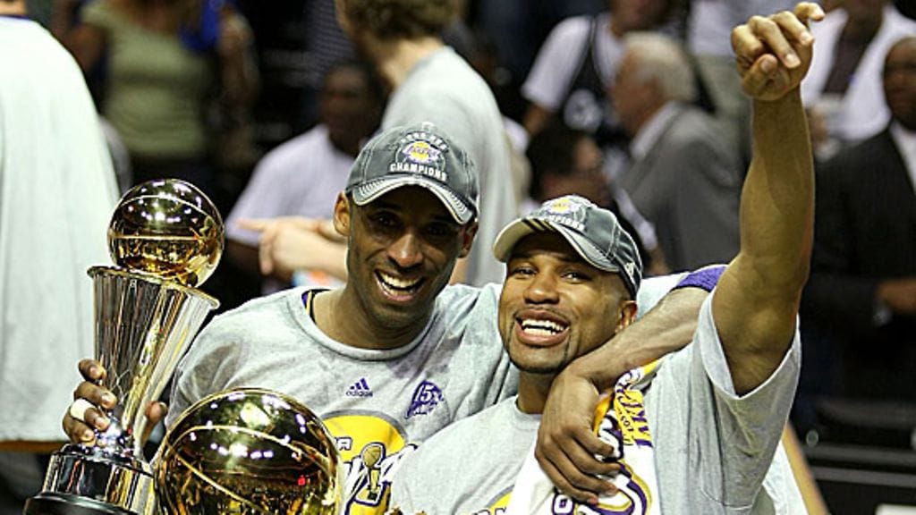 Kobe Bryant ja Derek Fisher, kuva: Elsa/Getty Images