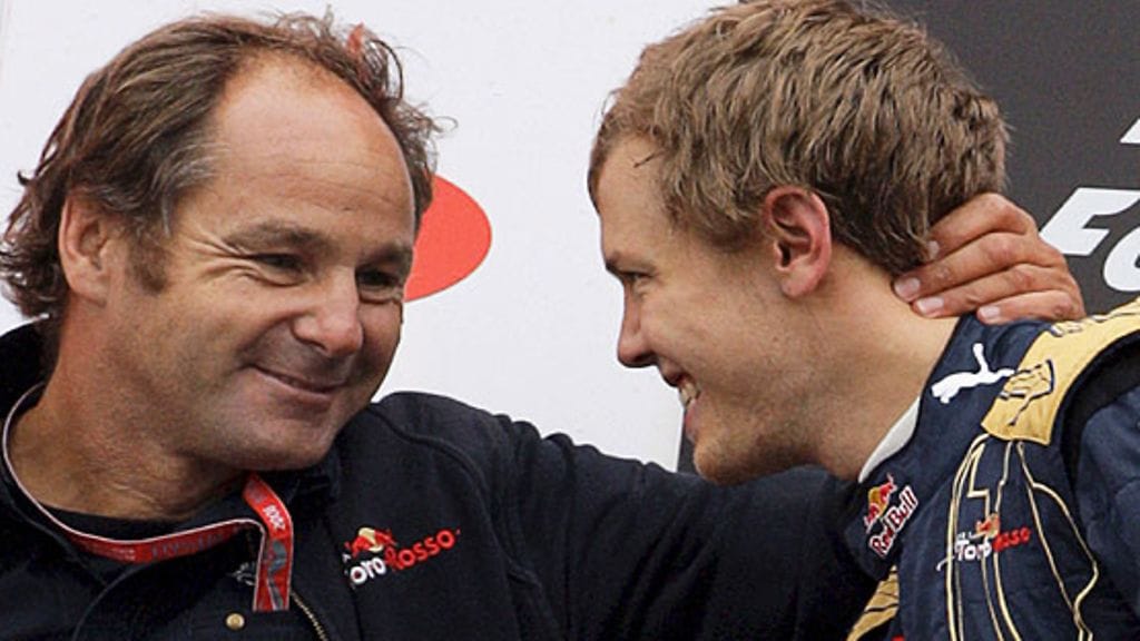 Gerhard Berger ja Sebastian Vettel (Kuva: EPA/ROBERT GHEMENT)
