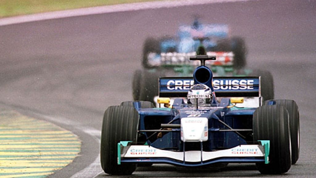 Kimi Räikkönen Brasilian GP:ssä 2001. Kuva: Mark Thompson/GETTY.