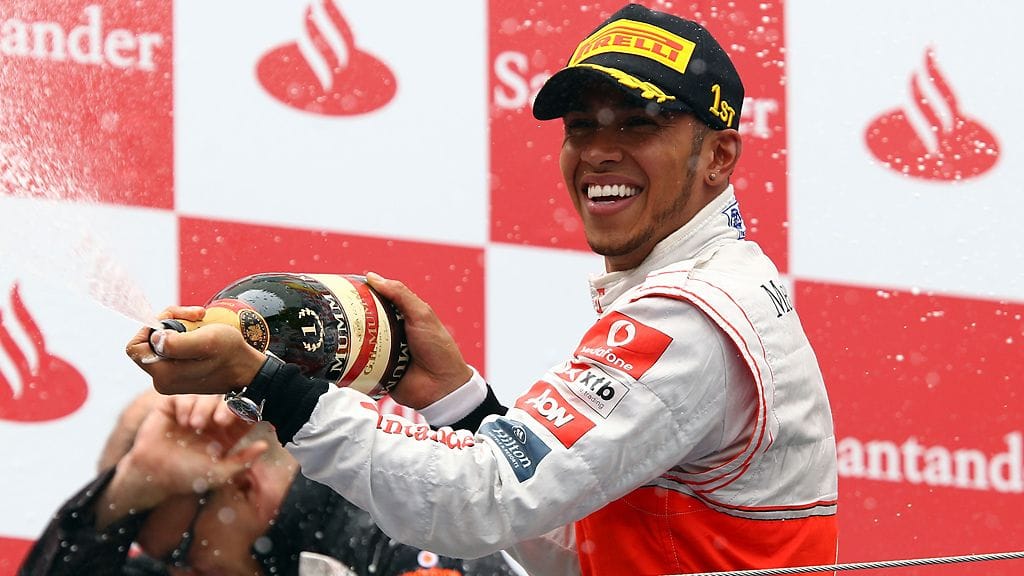 Lewis Hamilton juhlii Saksan GP:n voittoaan