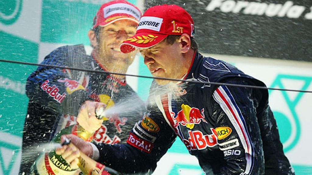 Mark Webber ja Sebastian Vettel (Kuva: Mark Thompson/Getty Images)
