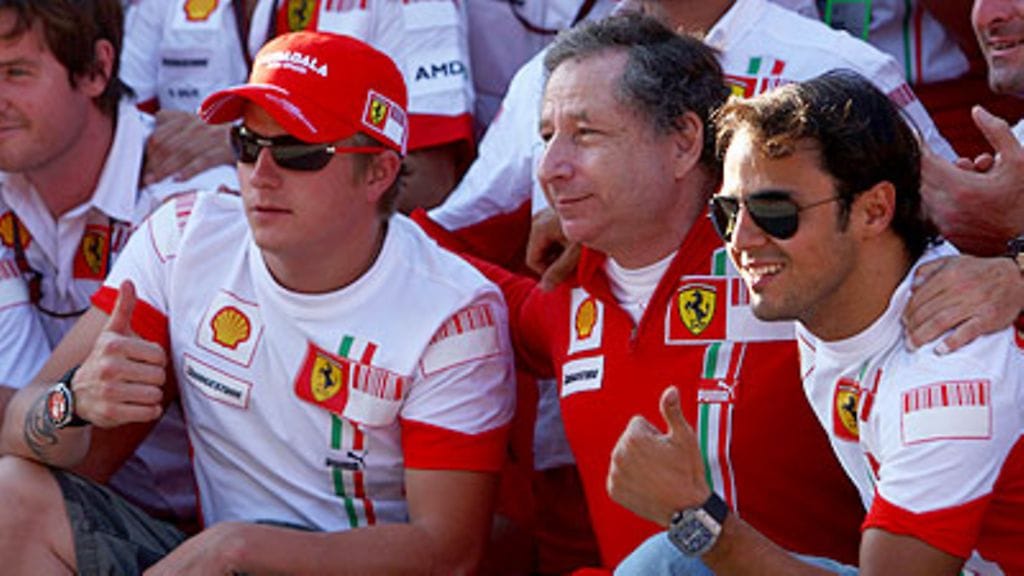 Kimi Räikkönen, Jean Todt ja Felipe Massa (Kuva: Clive Rose/Getty Images)