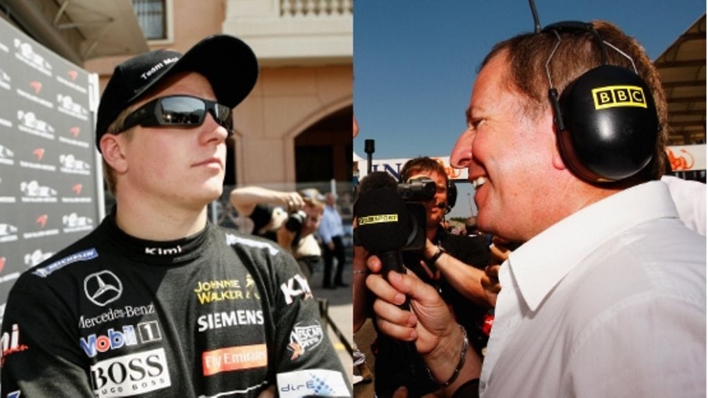 Martin Brundle ja Kimi Räikkönen, kuvat: Mark Thompson/Getty Images & Antti-Aimo Koivisto/Lehtikuva
