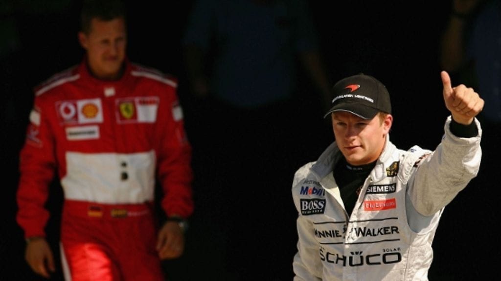 Kimi Räikkönen ja Michael Schumacher, Kuva: Vladimir Rys/Getty Images