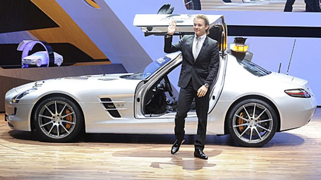 Nico Rosberg ja Mercedes-Benz SLS AMG, kuva: Uli Deck/EPA