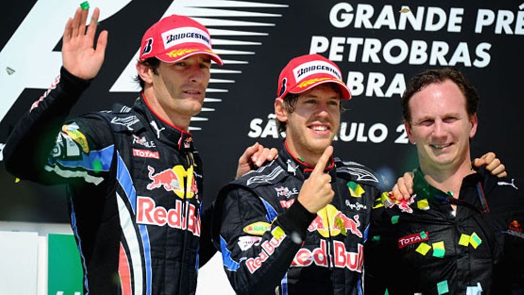 Mark Webber, Sebastian Vettel ja Christian Horner