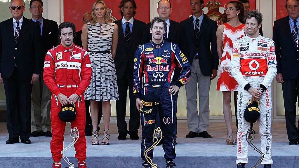 Fernando Alonso, Sebastian Vettel ja Jenson Button