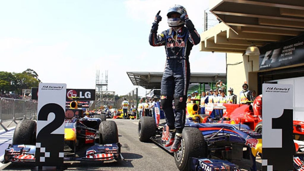 Sebastian Vettel juhlii Brasiliassa