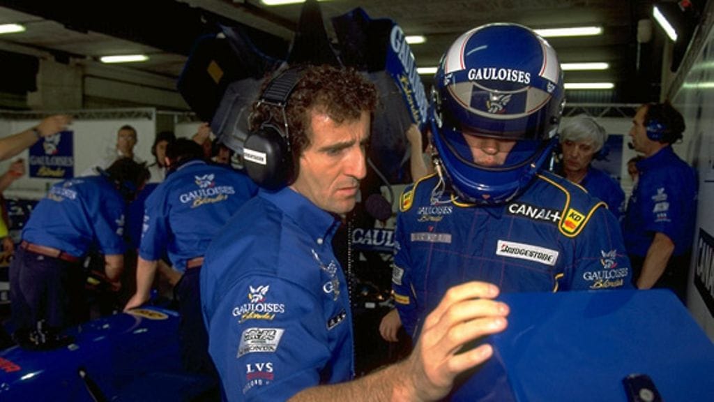 Alain Prost ja Olivier Panis Prost-tallin pilttuussa 1997.