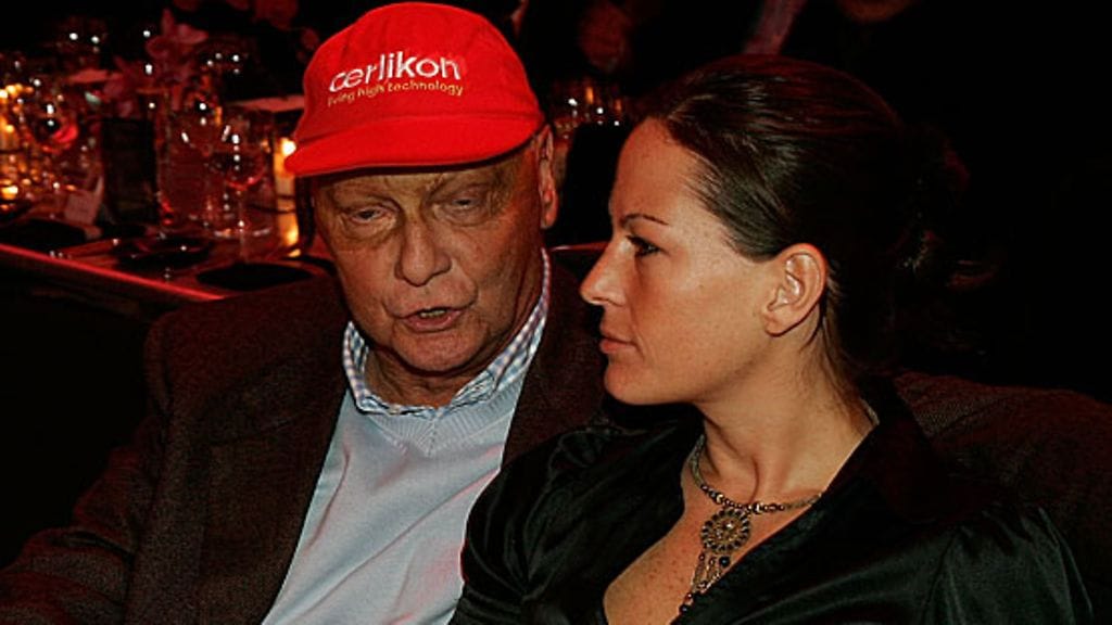 Niki Lauda ja Birgit Wetzinger, kuva: Johannes Simon / Getty