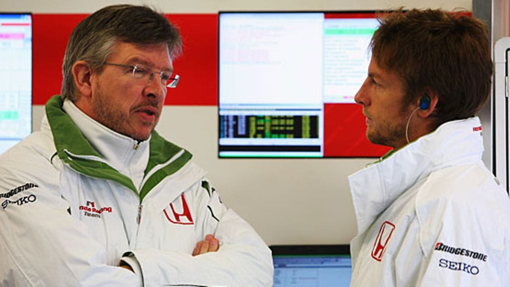 Ross Brawn ja Jenson Button, kuva: Mark Thompson / Getty