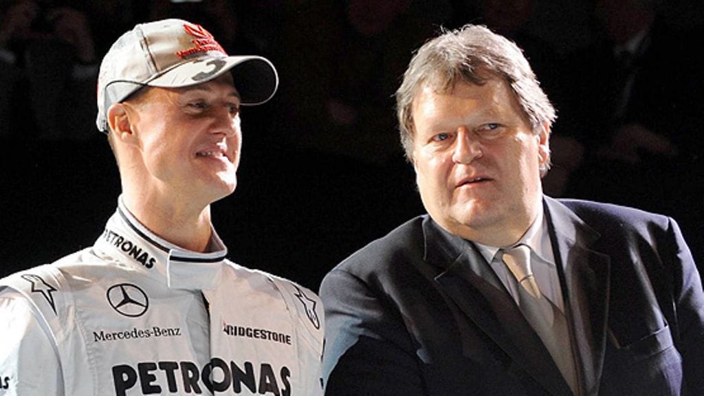 Michael Schumacher ja Norbert Haug, kuva: EPA/BERND WEISSBROD