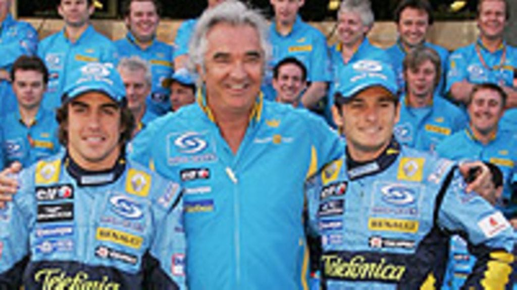 Fernando Alonso, Flavio Briatore, Giancarlo Fisichella, kuva: Robert Cianflone/Getty Images