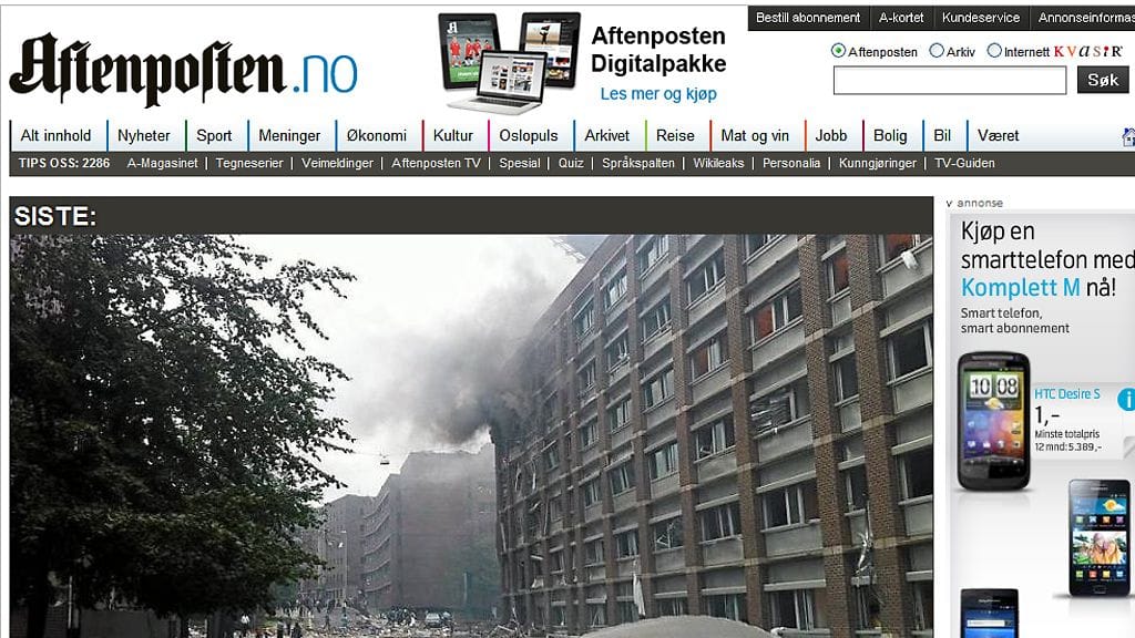 kuvakaappaus aftenpostenin nettisivuilta