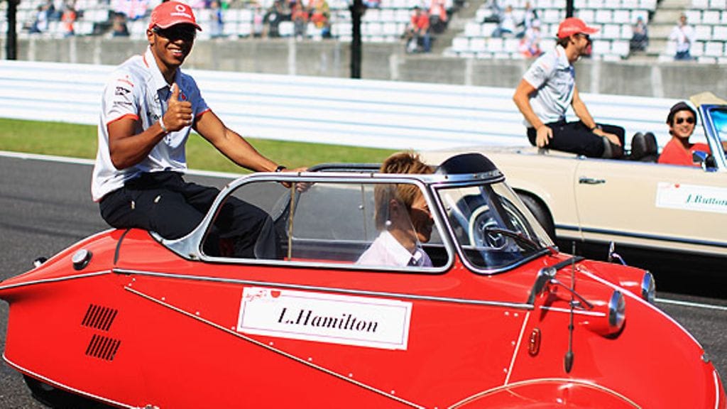 Lewis Hamilton Messerschmittissä, kuva: kuva: Mark Thompson/Getty Images