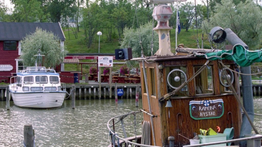 Idyllinen maisema Uudenkaupungin satamassa.