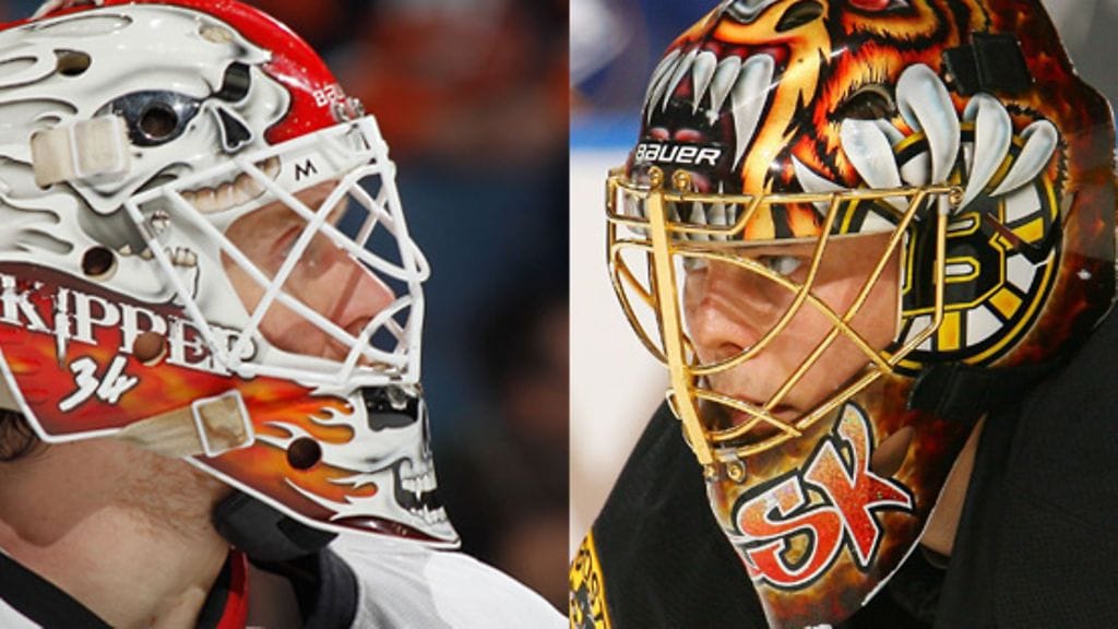 llaCalgaryn Miikka Kiprusoff ja Bostonin Tuukka Rask, 2010. Kuvat: Getty Images, 2010, Bill Wippert ja Paul Bereswill.
