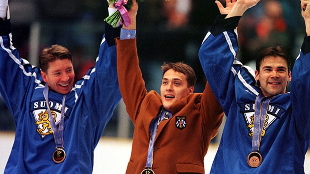 Jari Kurri, Teemu Selänne ja Teppo Numminen, kuva: Tor Wennström/Lehtikuva