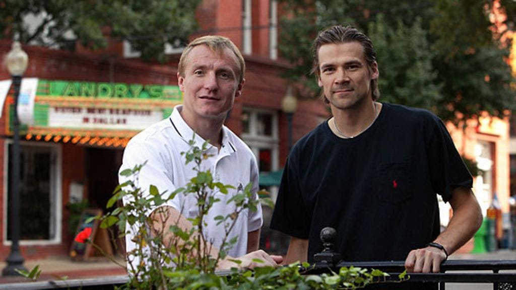 Jere Lehtinen ja Teppo Numminen Dallasissa 2003, kuva: Tor Wennström/Lehtikuva