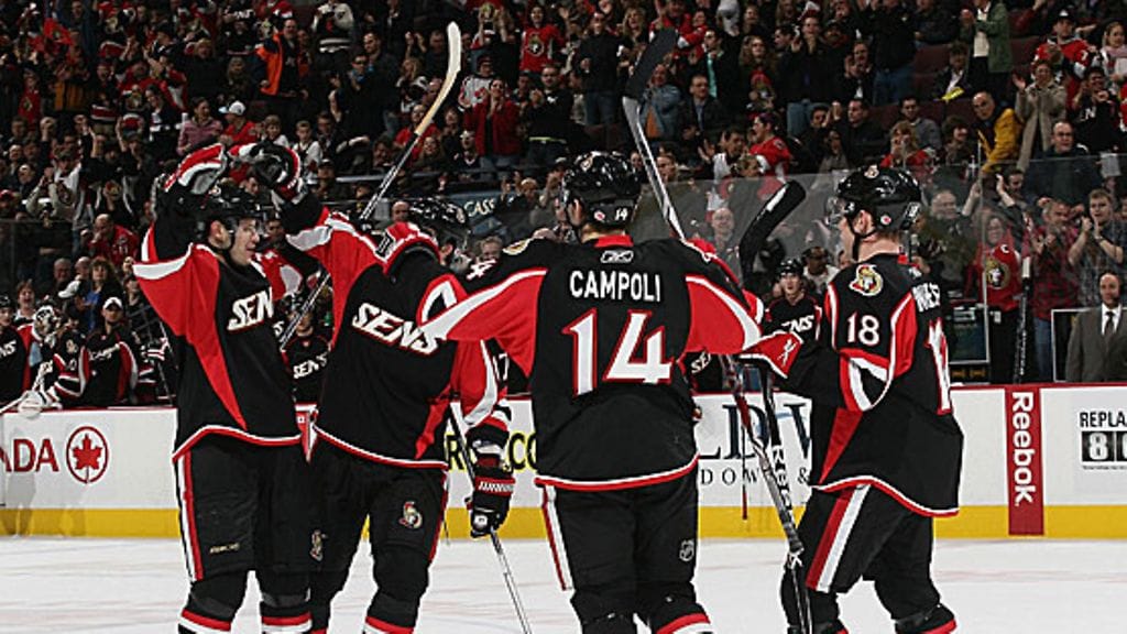 Senators juhlii Spezzan maalia, kuva: Andre Ringuette/Getty Images