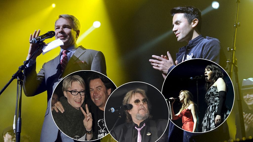 Pekka Haaviston tukikonsertissa nähtiin tunnettuja artisteja ja muita julkisuuden henkilöitä.