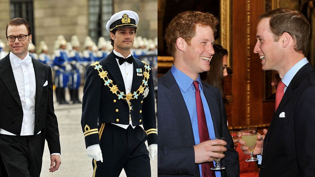 Ruotsin prinssit Daniel ja Carl Philip sekä Englannin prinssit Harry ja William.