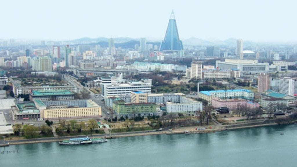 Näkymä Pohjois-Korean pääkaupungissa Pjongjangissa.