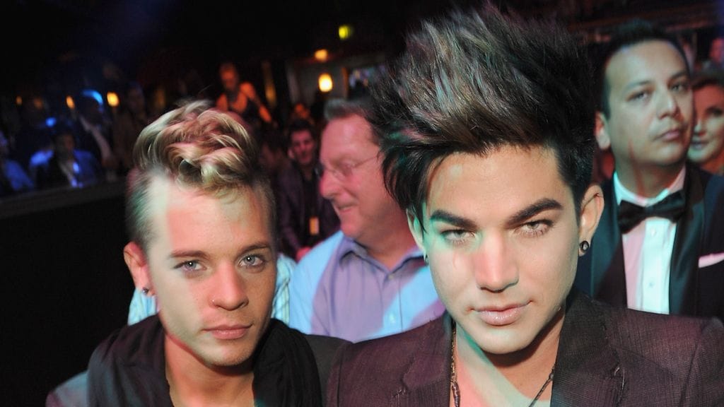 Sauli Koskinen ja Adam Lambert edustivat NewNowNext-gaalassa alkuvuodesta 2012.