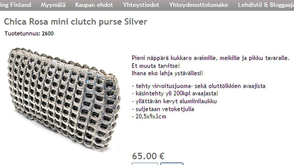 Tarja Halosen laukku on tehty kierrätysmateriaaleista.