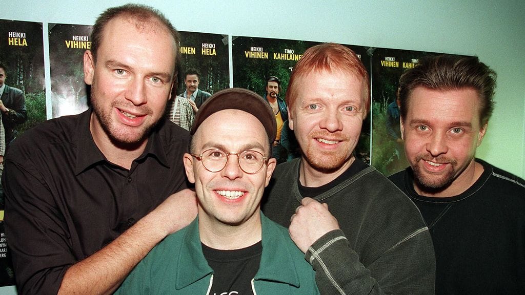 Kummelien vetreä poikanelikko vas. Heikki Vihinen, Timo Kahilainen, Heikki Silvennoinen sekä Heikki Hela vuonna 1997.