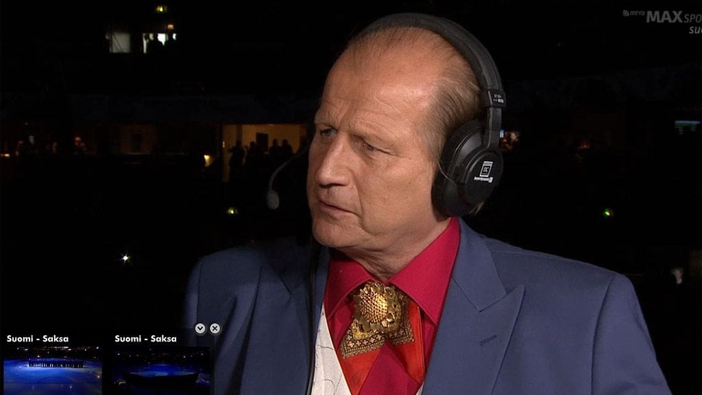 Jääkiekkoasiantuntija esitteli Don Tami -tyyliään Suomi-Saksa-pelissä