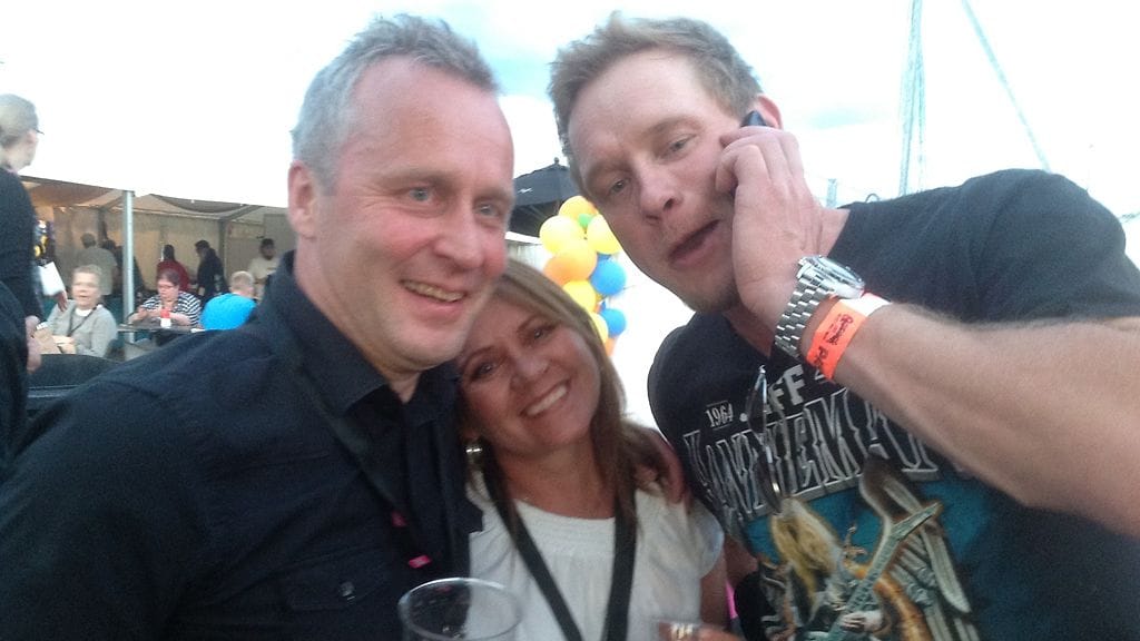 Ravintoloitsija Ilpo Sulkala ja Janne Niinimaa Qstockin VIP-alueella.