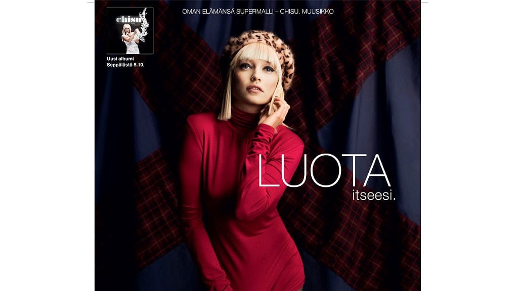 Chisu poseeraa Seppälän mainoskuvissa.