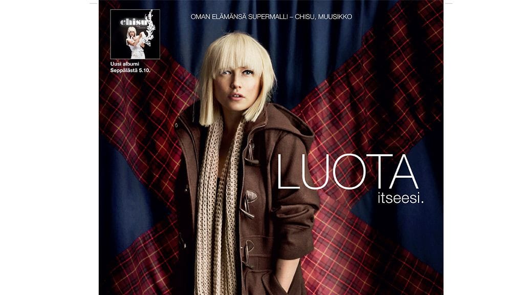 Chisu poseeraa Seppälän mainoskuvissa.