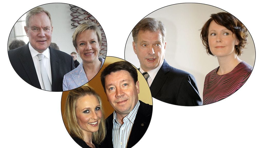 Paavo Lipponen ja Päivi, Jari Kurri ja Vanessa, Sauli Niinistö ja Jenni