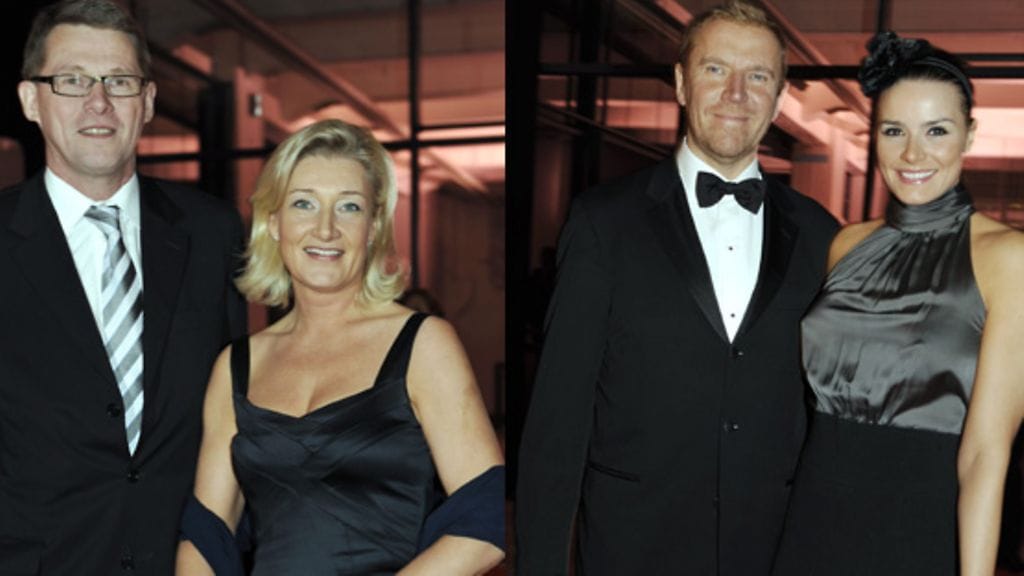 Jussi-gaalassa Matti Vanhanen ja Sirkka Mertala. (kuva: Lehtikuva)