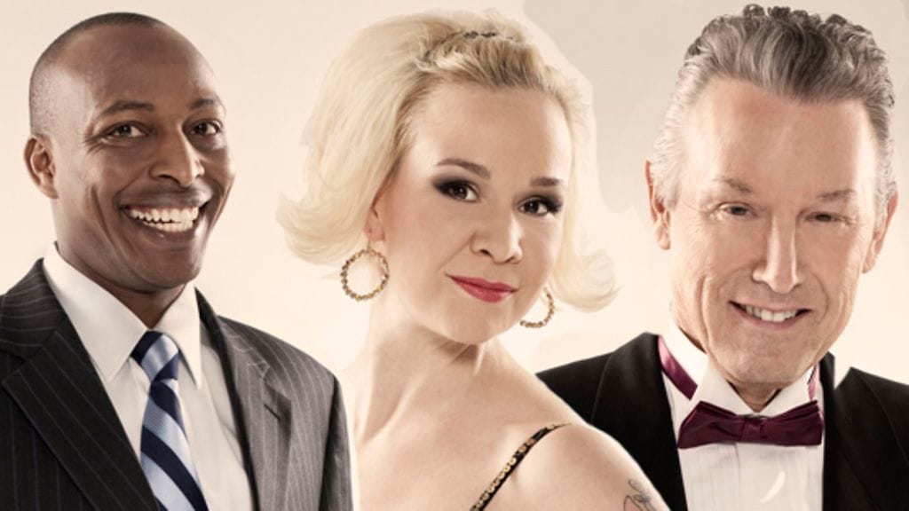 Tanssii Tähtien Kanssa -ohjelman kilpailijat Wilson Kirwa, Rosa Meriläinen ja Rolf Nordström (kuva: MTV3)