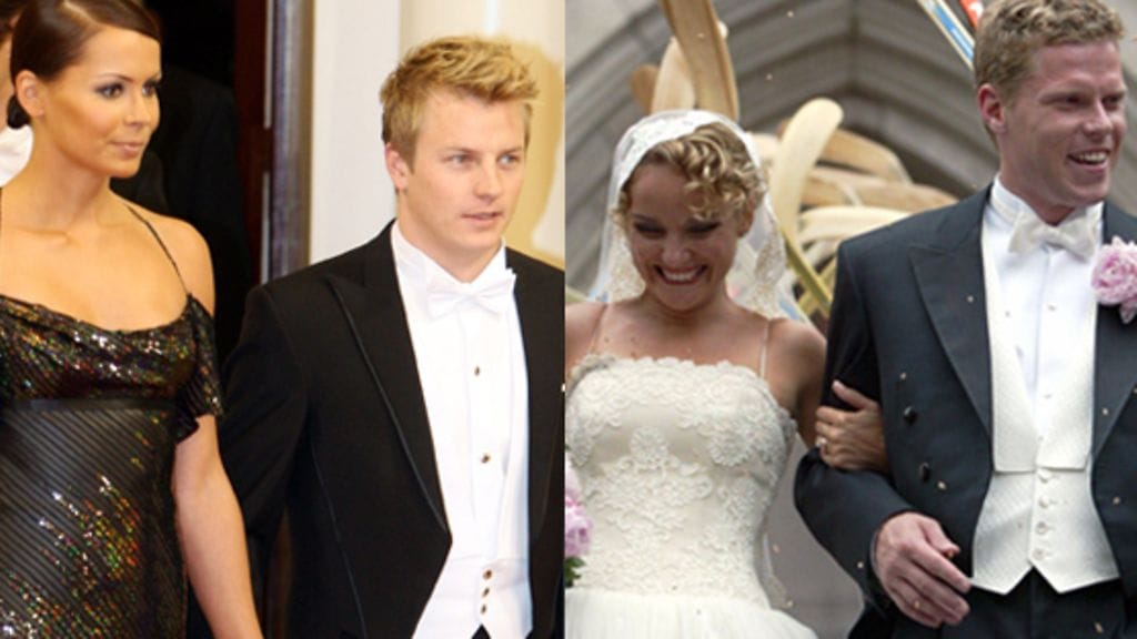 Kimi Räikkönen ja Jenni-vaimo, Saku Koivu ja Hanna-vaimo (kuva:Lehtikuva)
