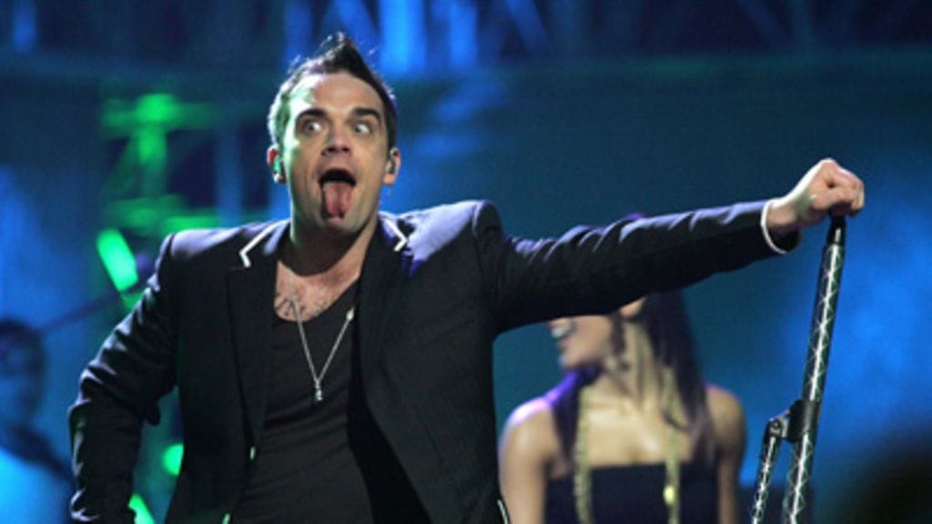Robbie Williams esiintyy Meksikossa.(Kuva: Scott Gries/Getty Images)