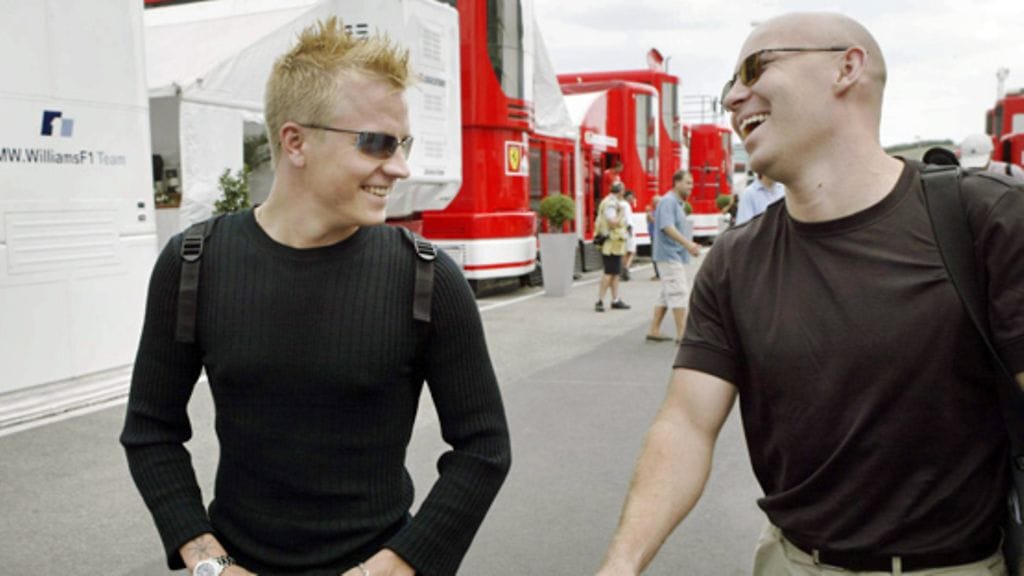 Kimi Räikkönen ja Mark Arnall (Lehtikuva)