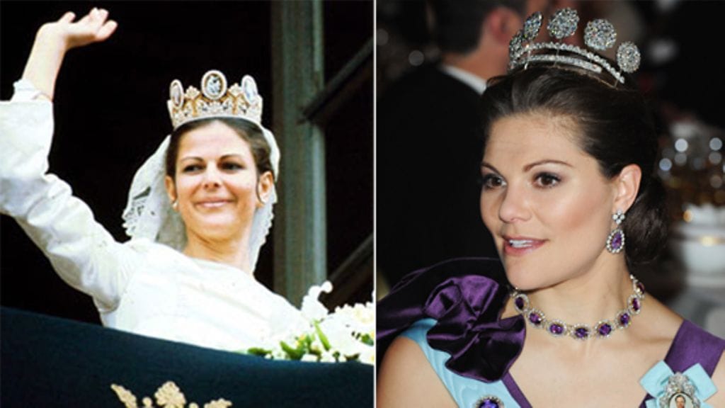 Kuningatar Silvia ja kruununprinsessa Victoria (Getty ja Lehtikuva)