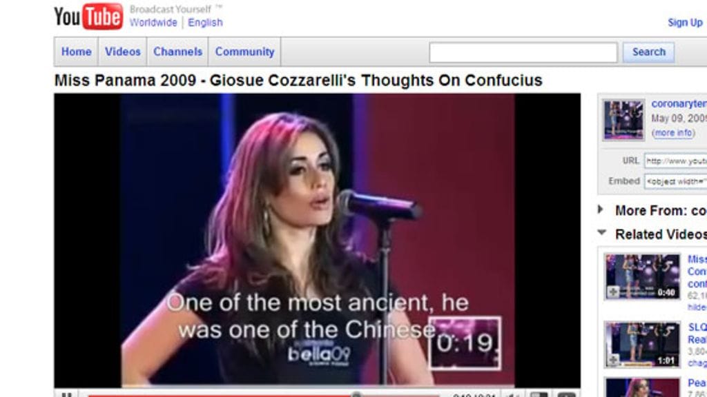 Kuvakaappaus YouTuben sivuilta 11.5.2009.