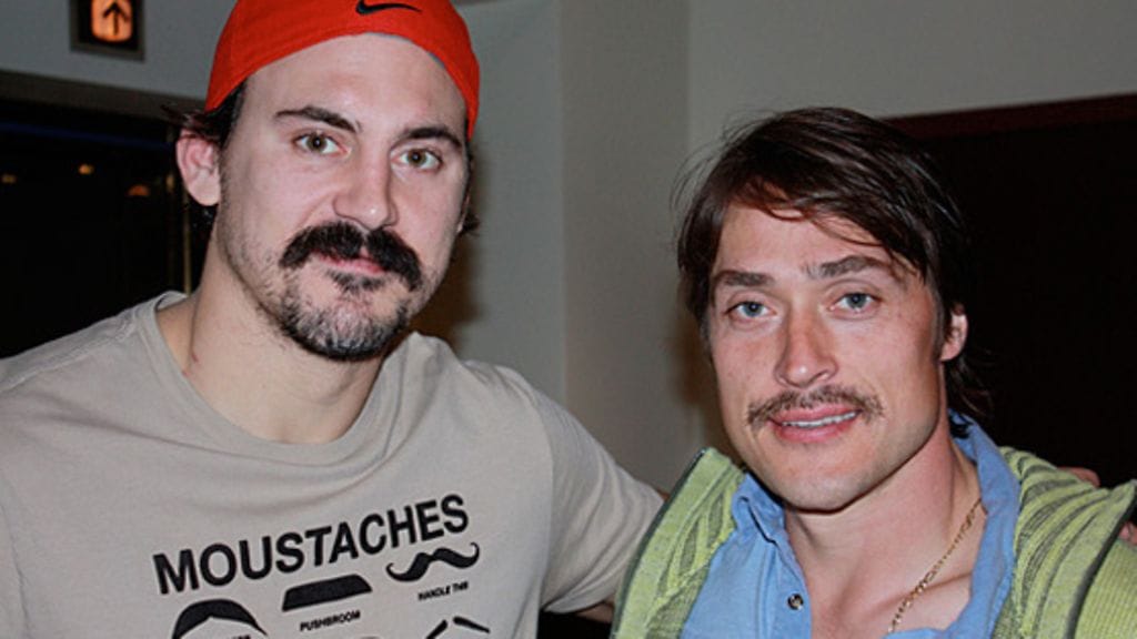 Teemu Selänne ja George Parros viiksekkäinä. Kuva: Mikko Niimes / MTV Oy.