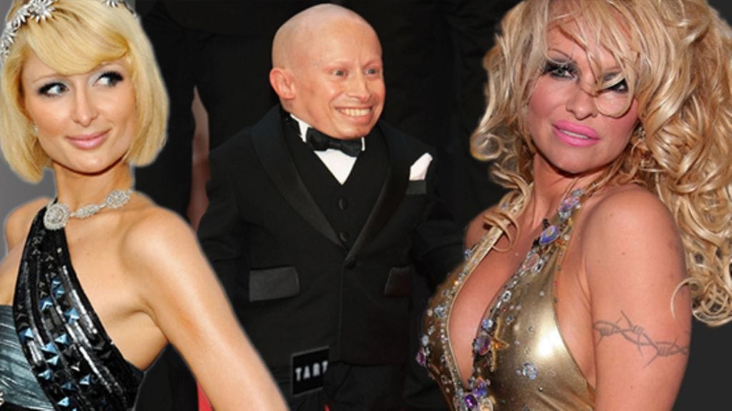 Paris Hilton, Verne Troyer ja Pamela Anderson (Getty)