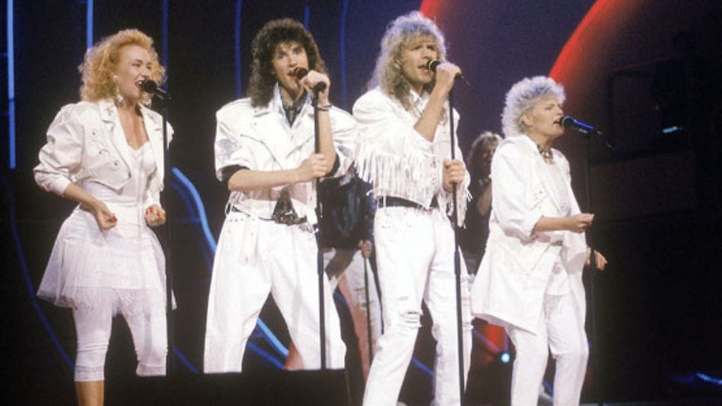 Beat-yhtye Euroviisuissa vuonna 1990 (Kuva: Lehtikuva)