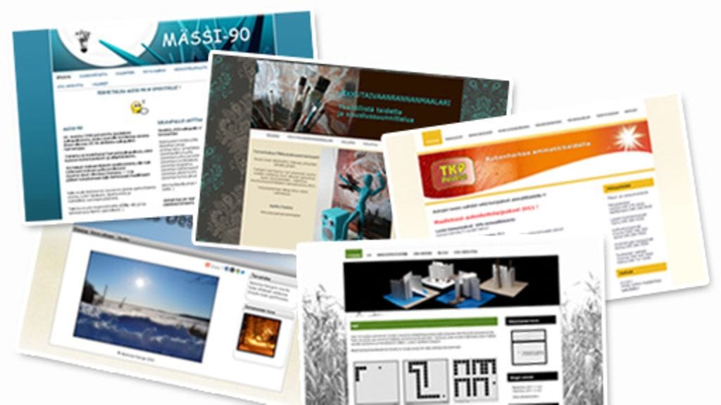 Kotisivukoneella tehtyjä internet-sivustoja.