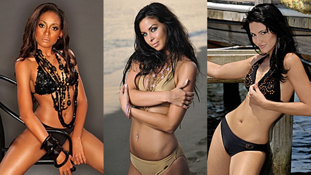 Miss Intercontinental kisojen Martiniquen edustaja Andy Govindin, Suomen edustaja Elsi Suolanen ja Hondurasin edustaja Leslie Kristoff. Kuva: Miss Suomi kuvapankki/Hans Lehtinen ja Miss Intercontinental.