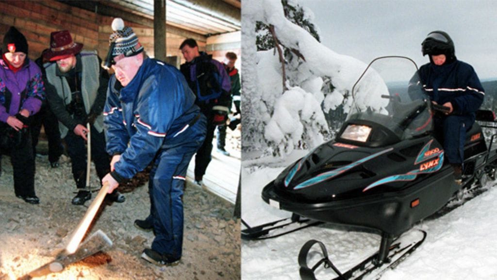 Martti Ahtisaari vuonna 1999 maakuntavierailulla Lapissa (Lehtikuva)