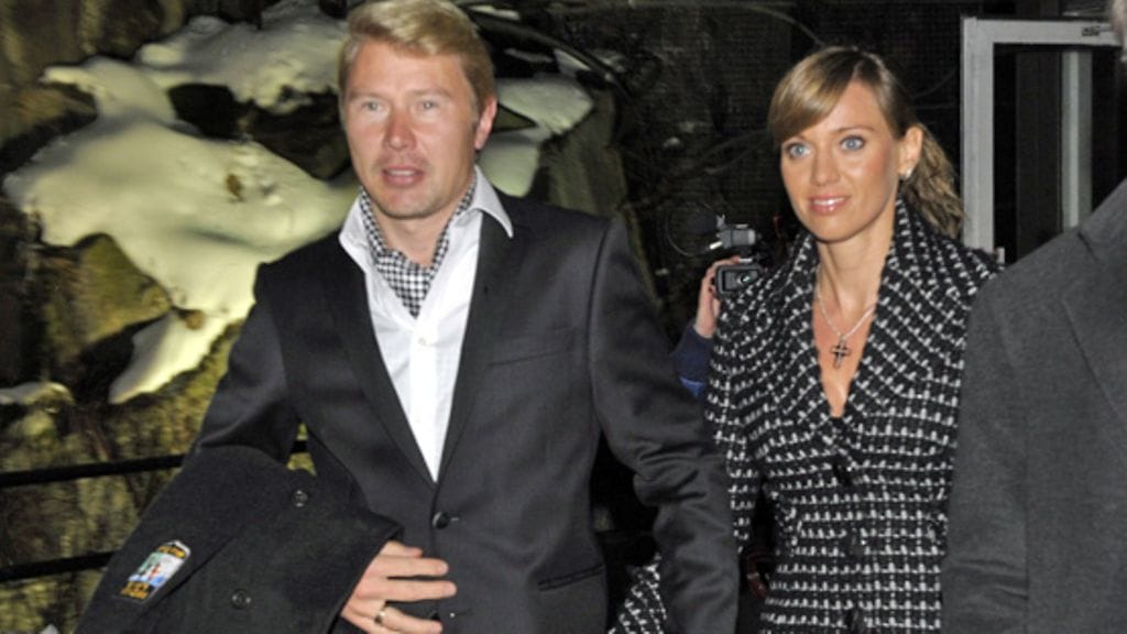 Mika Häkkinen ja Marketa Kromatova (Lehtikuva)