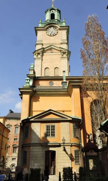 Tukholman Vanhan kaupungin Suurkirkko, jossa kruununprinsessa Victoria menee naimisiin 19. kesäkuuta (Kuva: Lehtikuva)